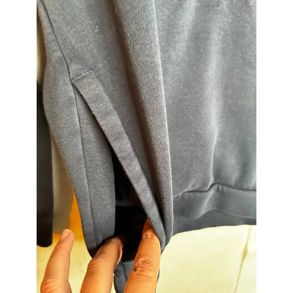 Adidas Mens Navy Blue‎ 3 Stripe Pullover Hoodie Sweatshirt Medium Fleece Lined